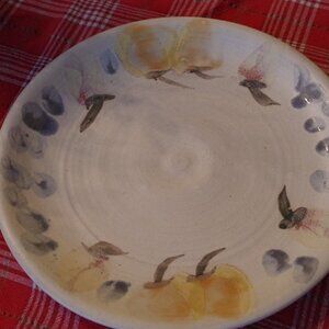Beautiful Pottery Plate Signed With Fruit On The Outside